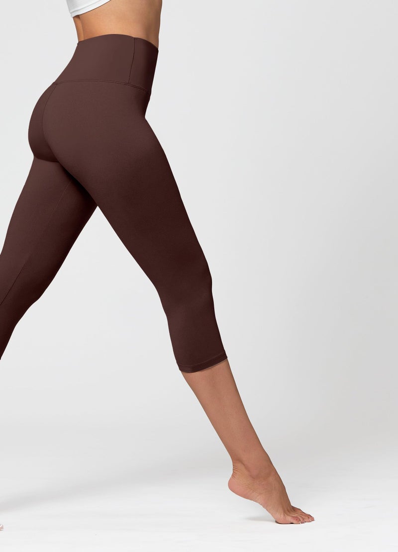 Conceited Capri Leggings for Women - Soft - High Waist Tummy Control - Essential - Regular and Plus Size - Brown - Small - Medium - Image 5
